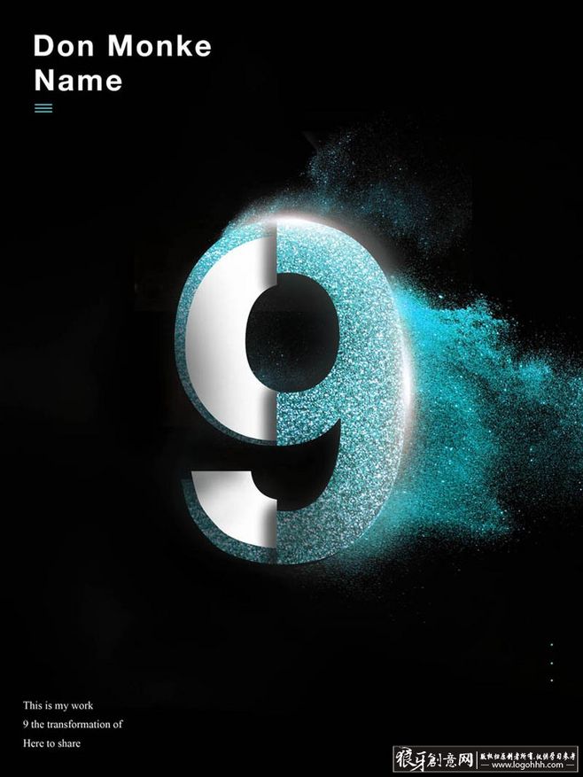 藍色風暴 數字“9”的炫酷藝術字體海報設計與商業應用解析